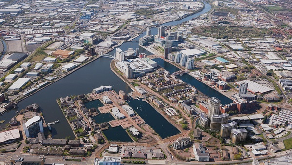 Furness Quay aerial view, Salford Quays, Greater Manchester