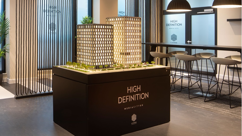 High Definition Media City marketing model of the two buildings